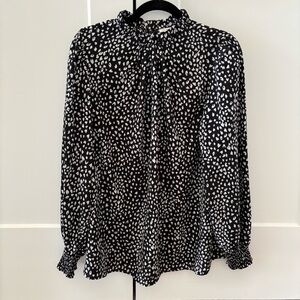 JODIFL Black and White Animal Print Long Sleeve Blouse